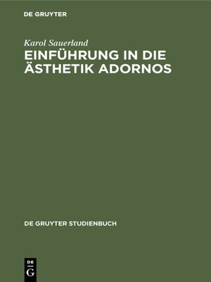 cover image of Einführung in die Ästhetik Adornos